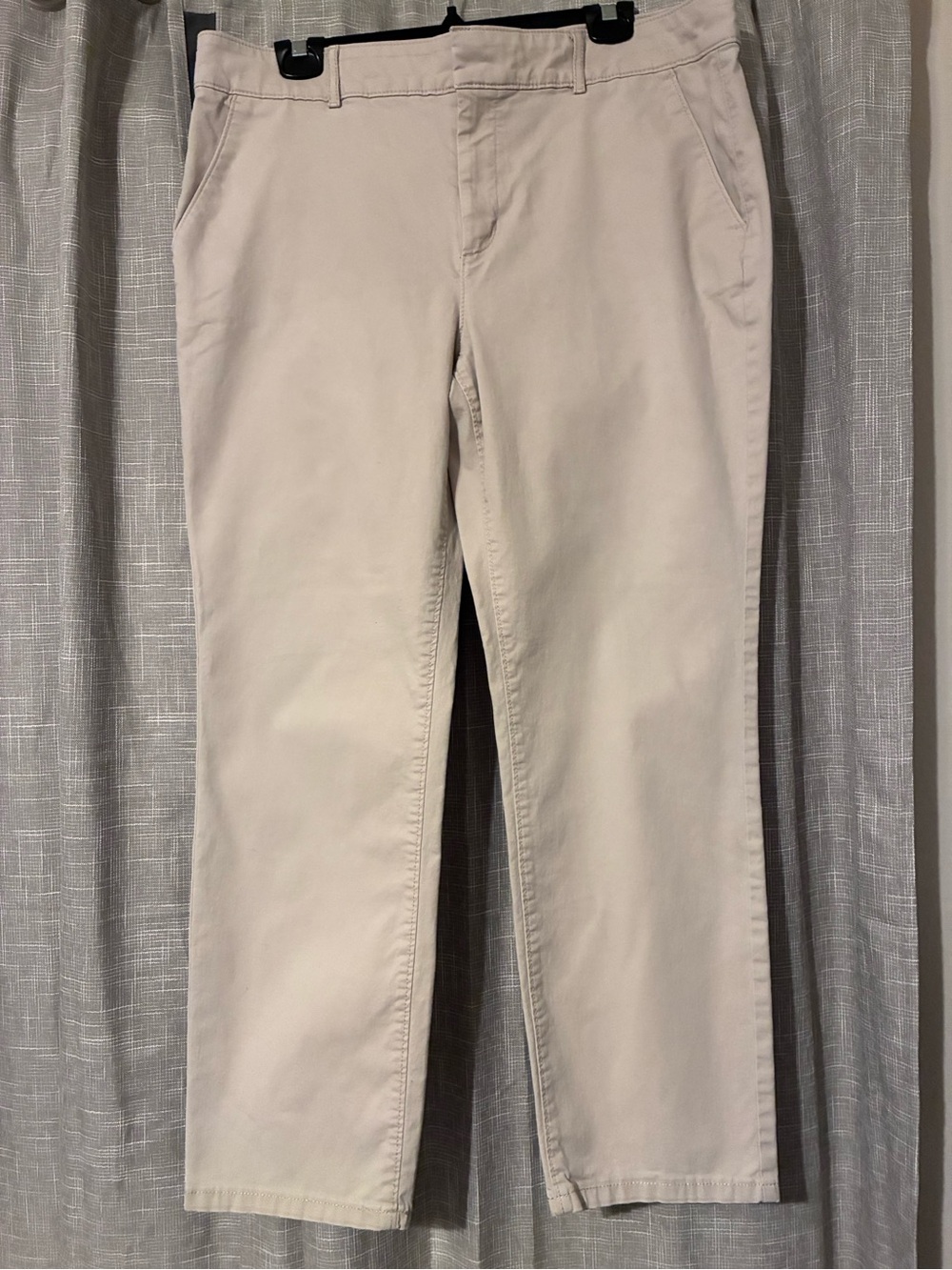 LOFT Khaki Chino Pants Women Size 14 Beige Cotton Blend Straight Ankle Chino
